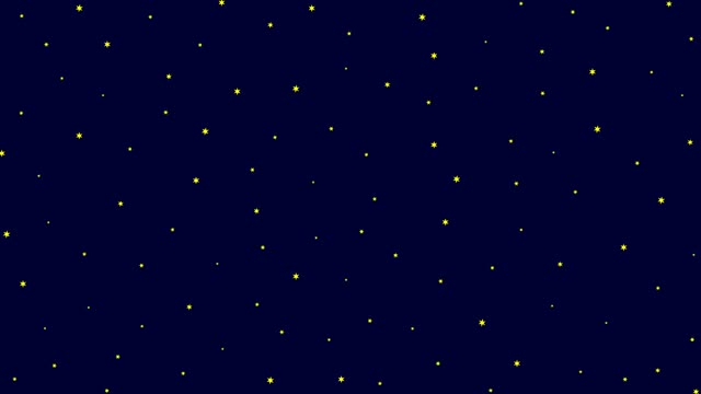 活泼的黄色星星闪烁着。矢量插图孤立在黑色背景。视频素材