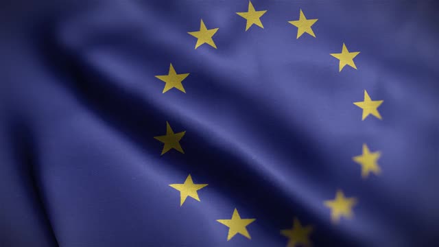 欧盟旗帜纹理挥舞近距离背景高清视频素材