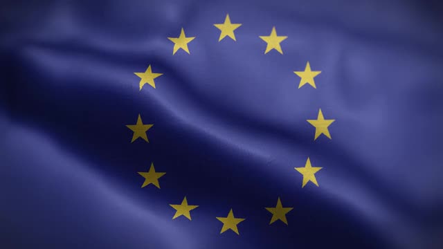 欧盟旗帜纹理起伏前背景高清视频素材