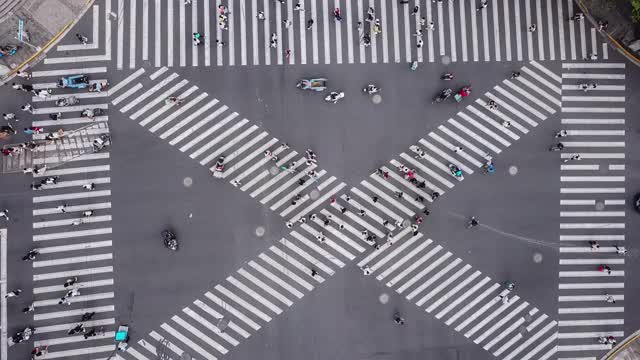 T/L无人机视角的城市街道十字路口视频下载