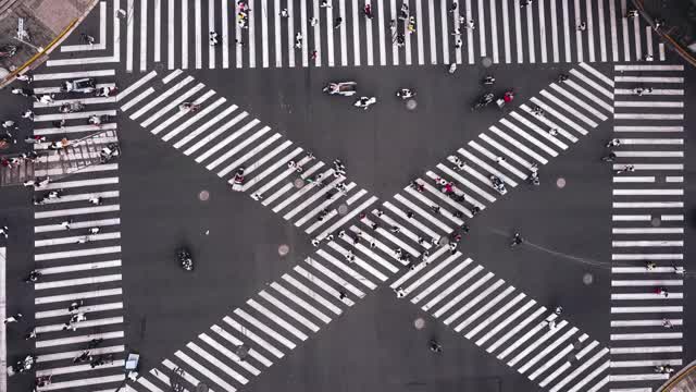 无人机视角的城市街道十字路口视频下载