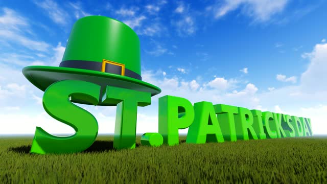 近景的抽象概念圣帕特里克节与绿帽子的背景视频下载