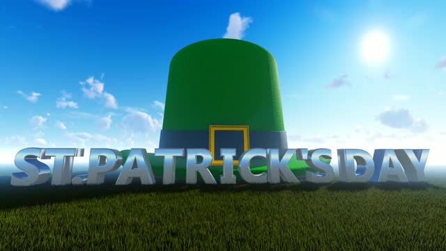 圣帕特里克节背景的抽象概念与大绿帽子视频下载
