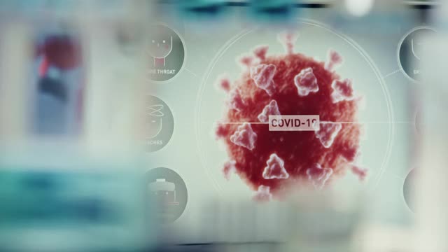2019冠状病毒病——未来的实验室室内。冠状病毒研究血液检测视频下载