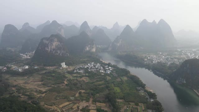 桂林乡村景观航拍视频素材