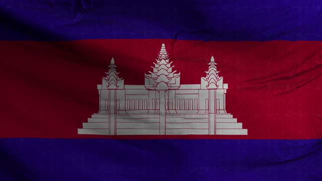 柬埔寨国旗纹理波浪背景4K视频素材