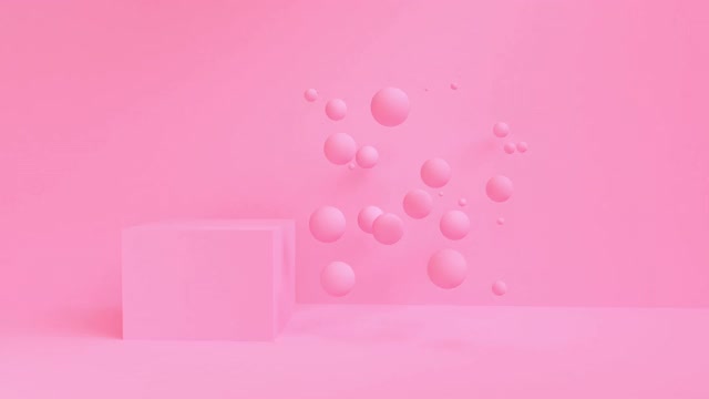 4k动态图形设计抽象粉色三维几何形状循环动画背景视频素材