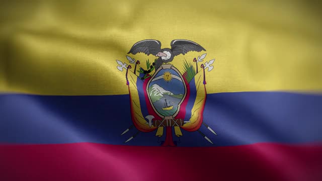 厄瓜多尔国旗纹理波浪前背景高清视频下载