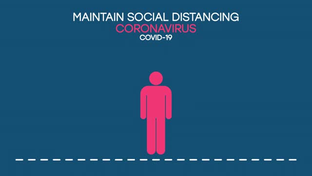 社会距离。保持距离，避免COVID-19。在公共场所保持1米距离，做好防疫工作。预防冠状病毒大流行。4K视频alpha通道。视频下载