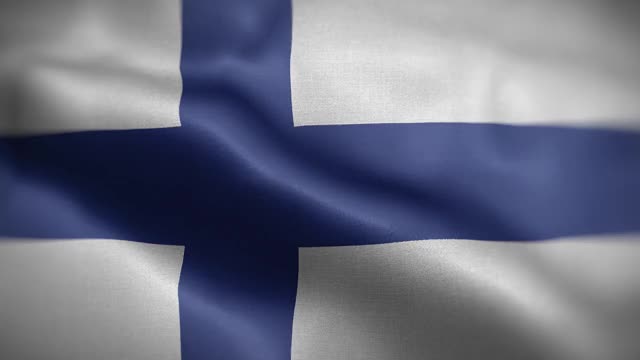 芬兰旗帜纹理波浪前背景高清视频下载