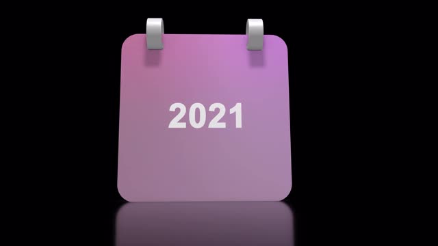 时间流逝的日历2021年，透明的背景，阿尔法通道视频素材
