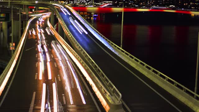昆士兰布里斯班的高速公路桥梁灯光小径视频下载