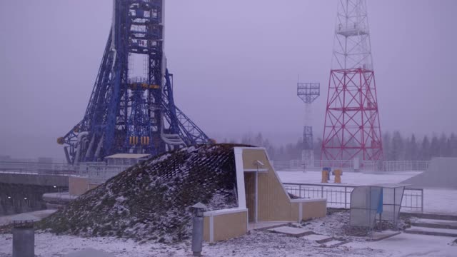 航天器发射场普列谢茨克航天港。军事空间发射台。俄罗斯秘密军事设施视频下载