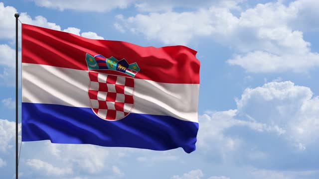 克罗地亚国旗在风中概念视频下载