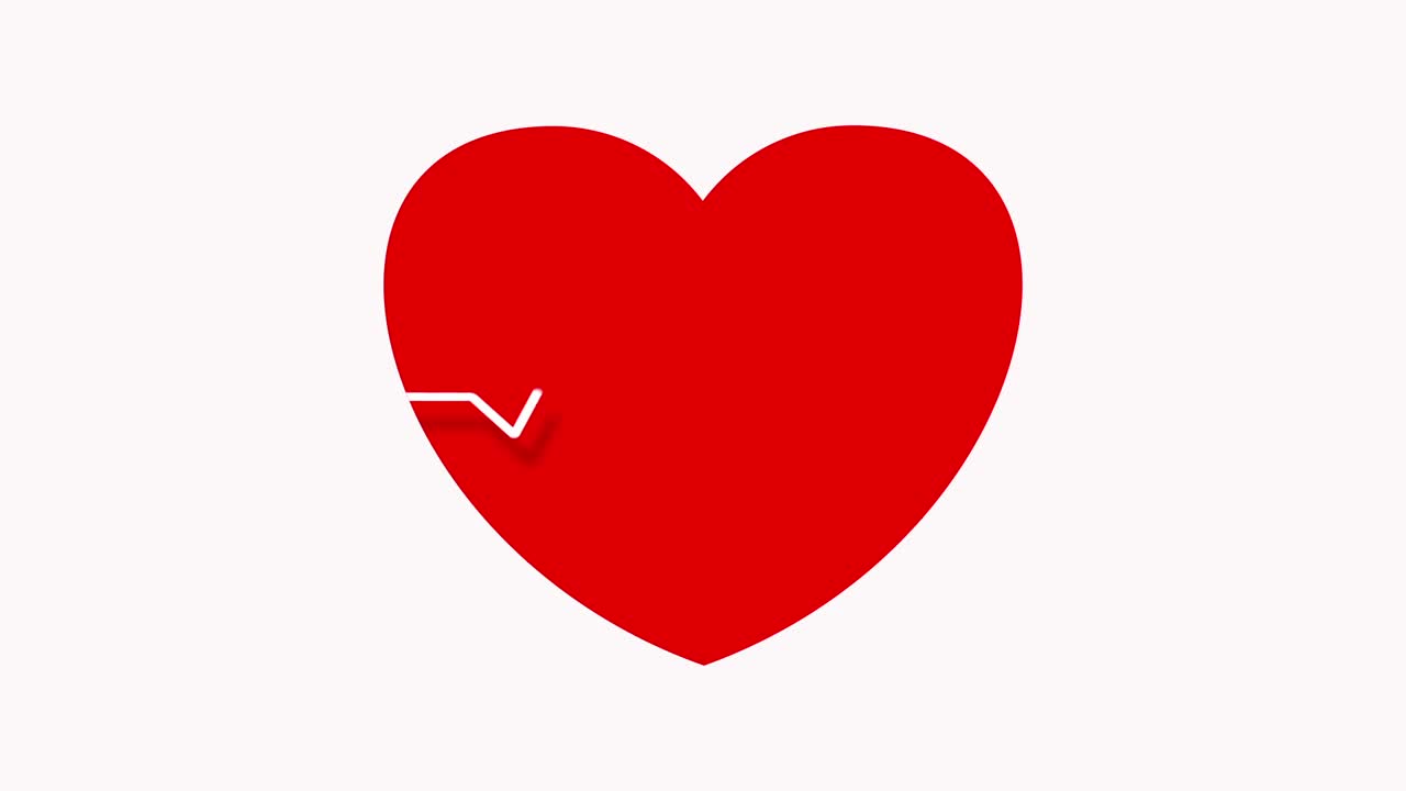 心率监视器。跳动的红色的心。心跳，线在监视器上显示视频下载