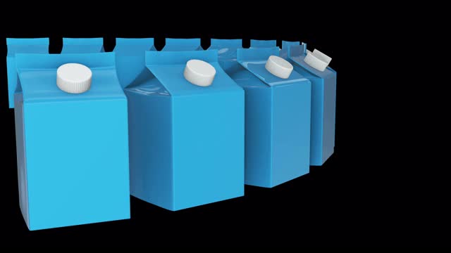 牛奶或果汁盒。零售包模型视频素材