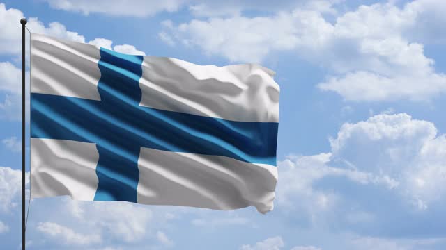 芬兰旗在风的概念视频下载
