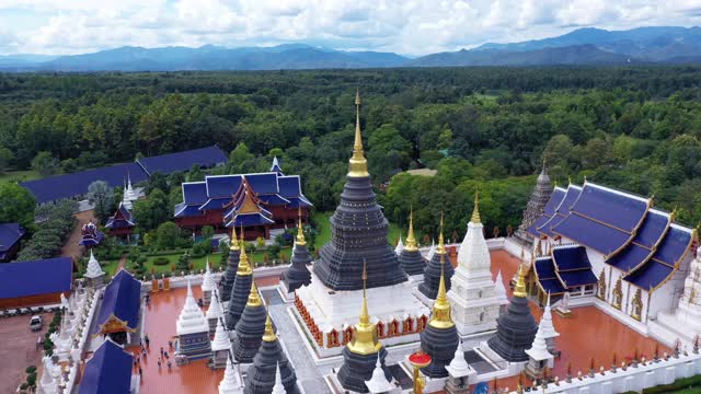 鸟瞰图Wat ban den寺在清迈，泰国视频素材
