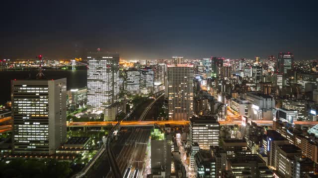 东京城市夜晚时光流逝城市景观建筑视频下载