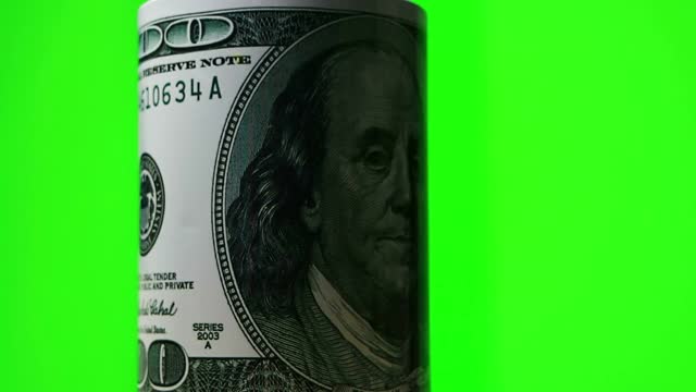 本杰明·富兰克林。以美元为基础的美国经济和世界金融体系的象征。光滑的旋转。视频素材