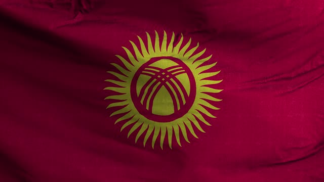 吉尔吉斯斯坦旗帜纹理波浪背景4K视频下载