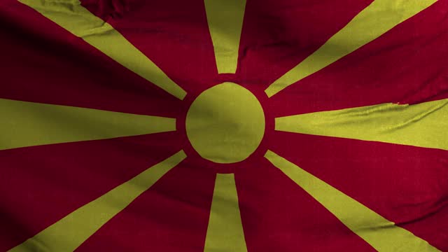 马其顿旗帜纹理波浪背景4K视频素材