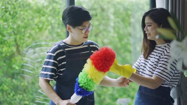 亚洲妇女一起打扫房子视频下载
