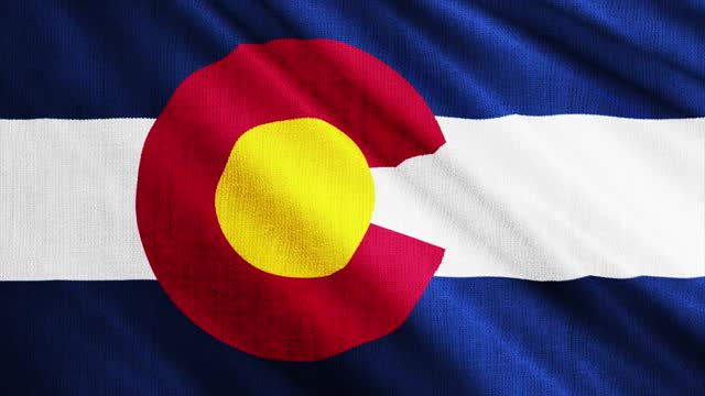 美国科罗拉多州国旗飘扬3D渲染。视频下载