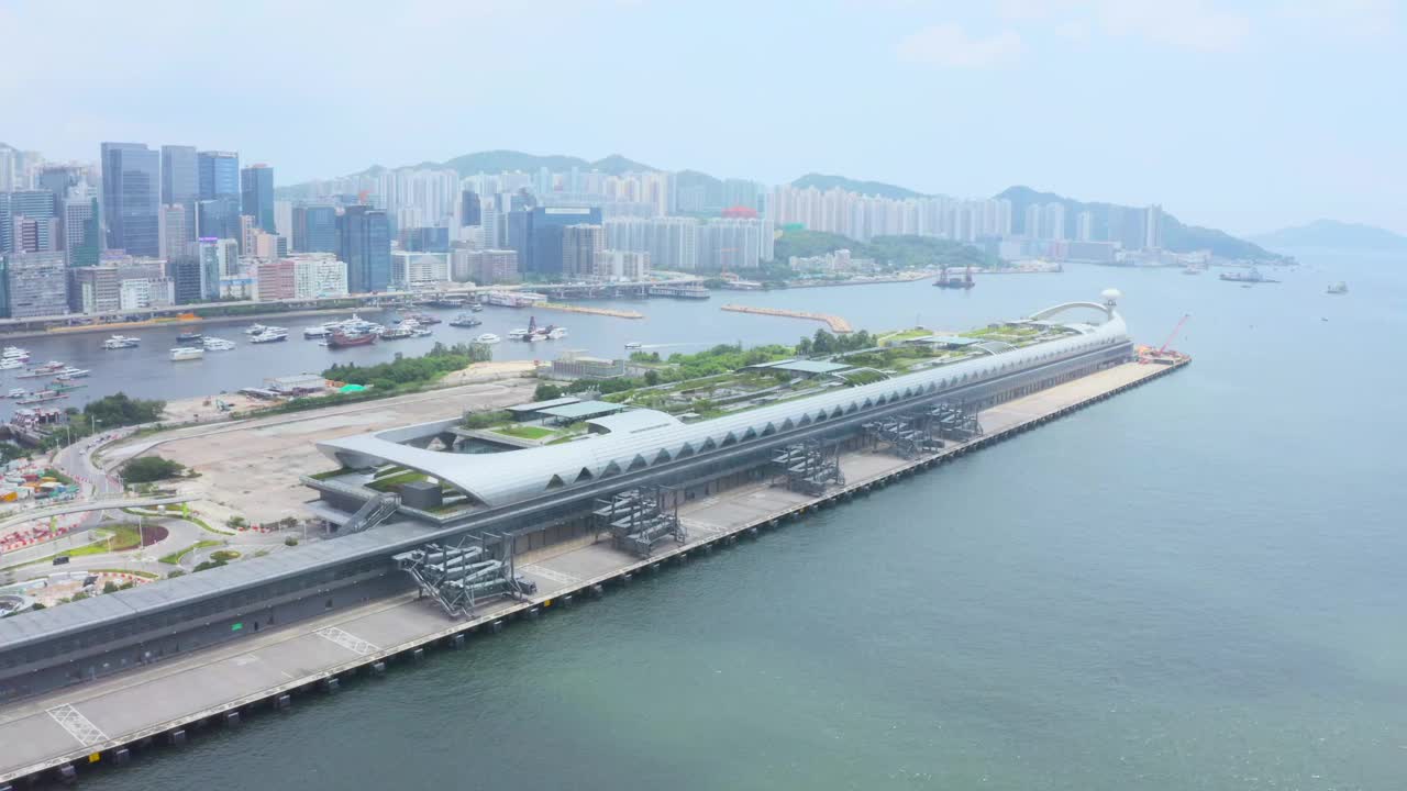 香港启德建筑地盘的无人机影像视频下载