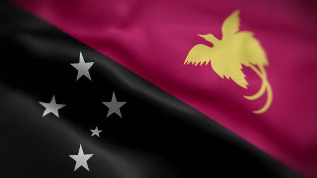 巴布亚新几内亚旗帜纹理波浪前背景高清视频下载