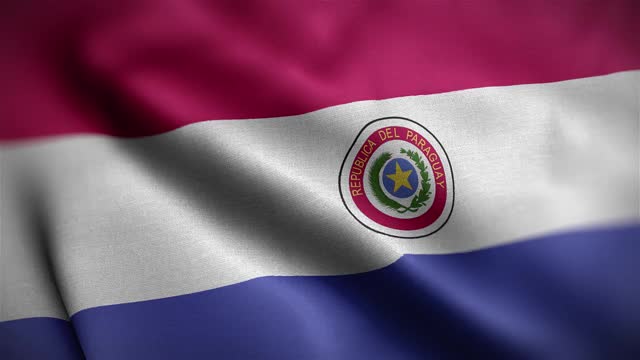 巴拉圭国旗纹理波浪近距离背景高清视频下载