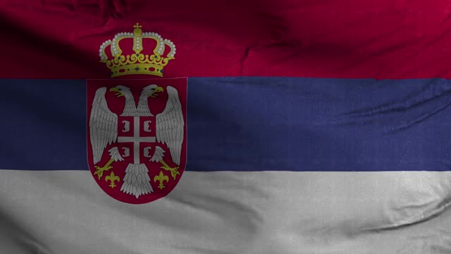 塞尔维亚国旗纹理波浪背景4K视频素材