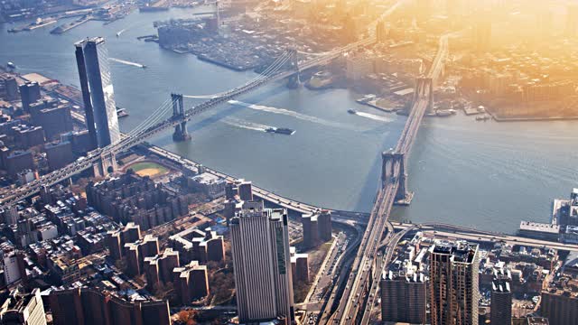 布鲁克林和曼哈顿大桥。视频素材