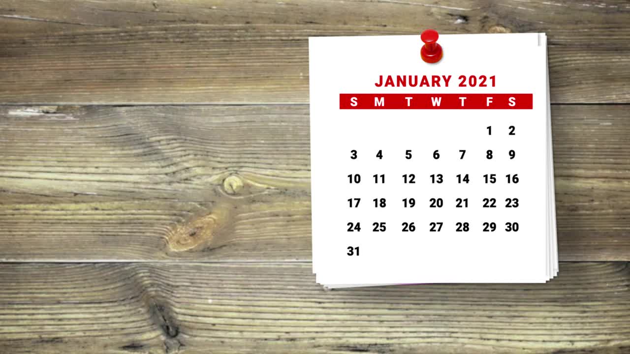 2021年日历倒计时1月到10月的木材背景视频素材