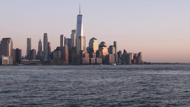 日落时分的曼哈顿市中心/纽约视频素材
