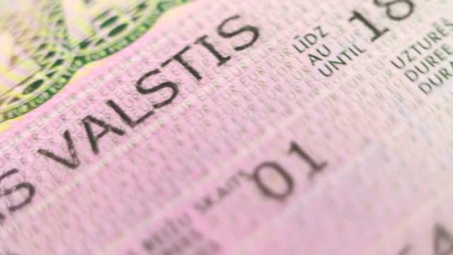 旅客护照。欧盟。签证控制。全息图和水印是一种防伪手段。视频下载