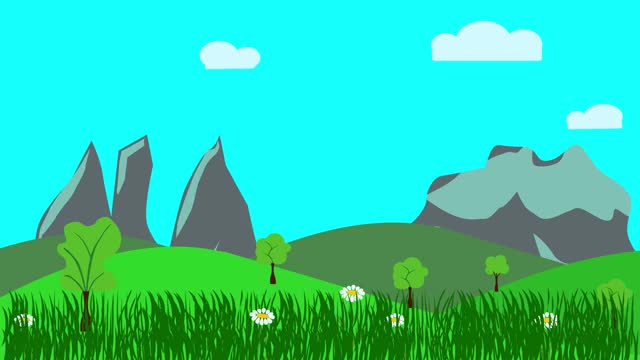 卡通景观，春季花卉动画，平面设计视频素材