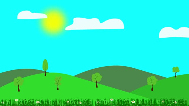 卡通景观，春季花卉动画，平面设计视频素材