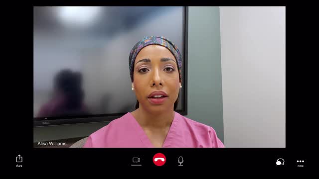 电脑上护士聊天视频的特写/盐湖城，犹他州，美国视频素材