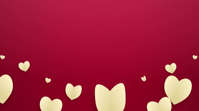 心形的飞行在粉红色的假日背景。爱的象征为快乐的女人，母亲，情人节，生日贺卡设计视频下载
