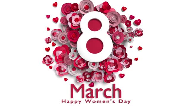 3月8日妇女节，4K分辨率可送8号手机短信和鲜花视频素材