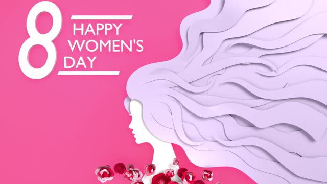 可Loopable Number 8 Happy Women's Day Text and Women Silhouette to Celebrate 3月8日International Women's Day in 4K Resolution视频下载