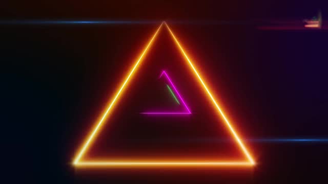 彩色霓虹三角形，抽象背景视频素材
