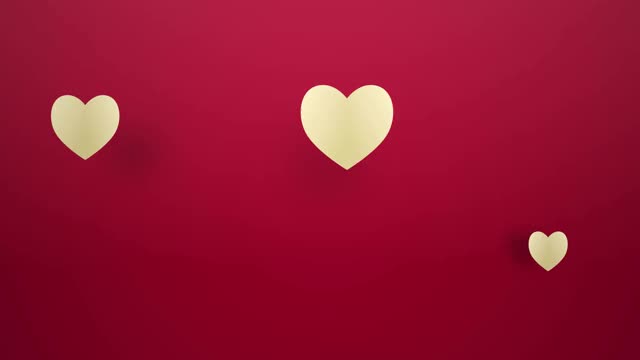 心形在粉红色的背景上飞行。爱的象征为快乐的女人，母亲，情人节，生日贺卡设计视频下载
