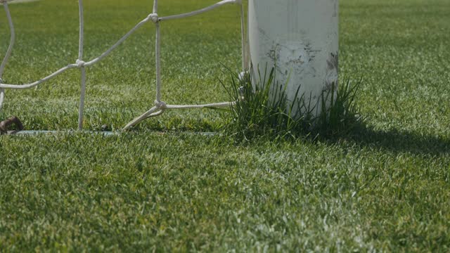 足球球门网和杆近距离视频下载