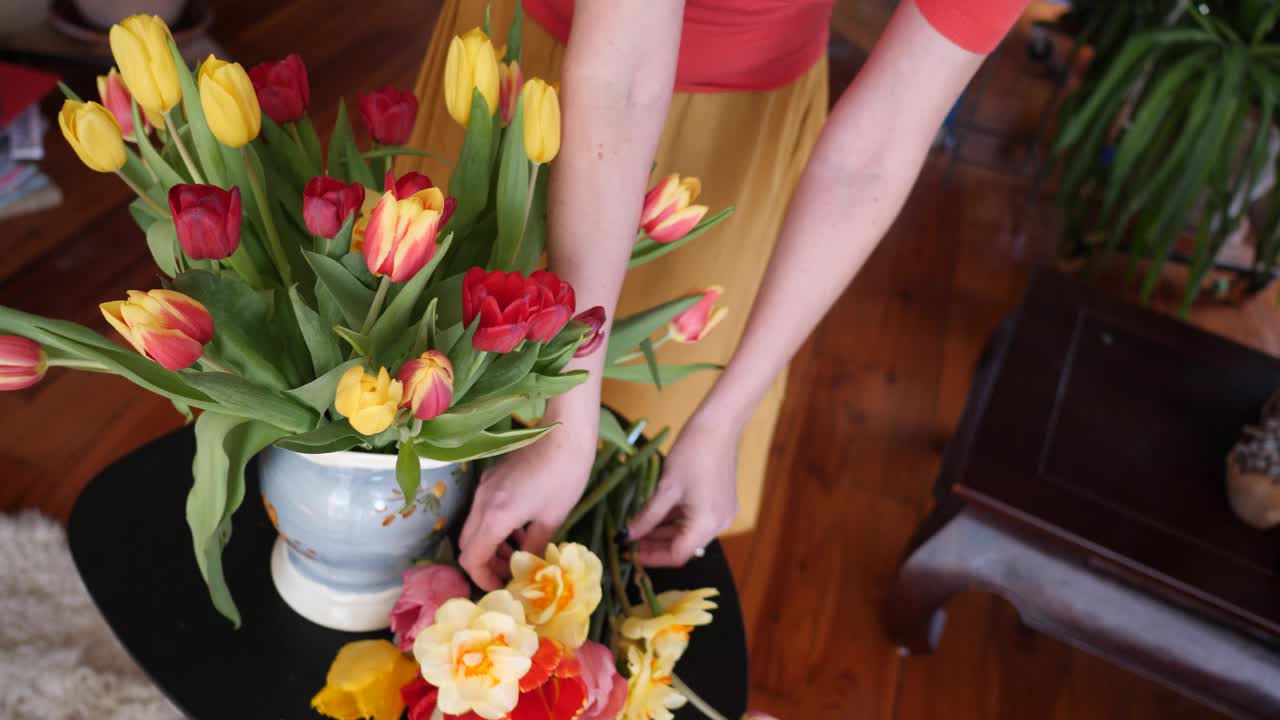 在花瓶里插花的女人视频下载
