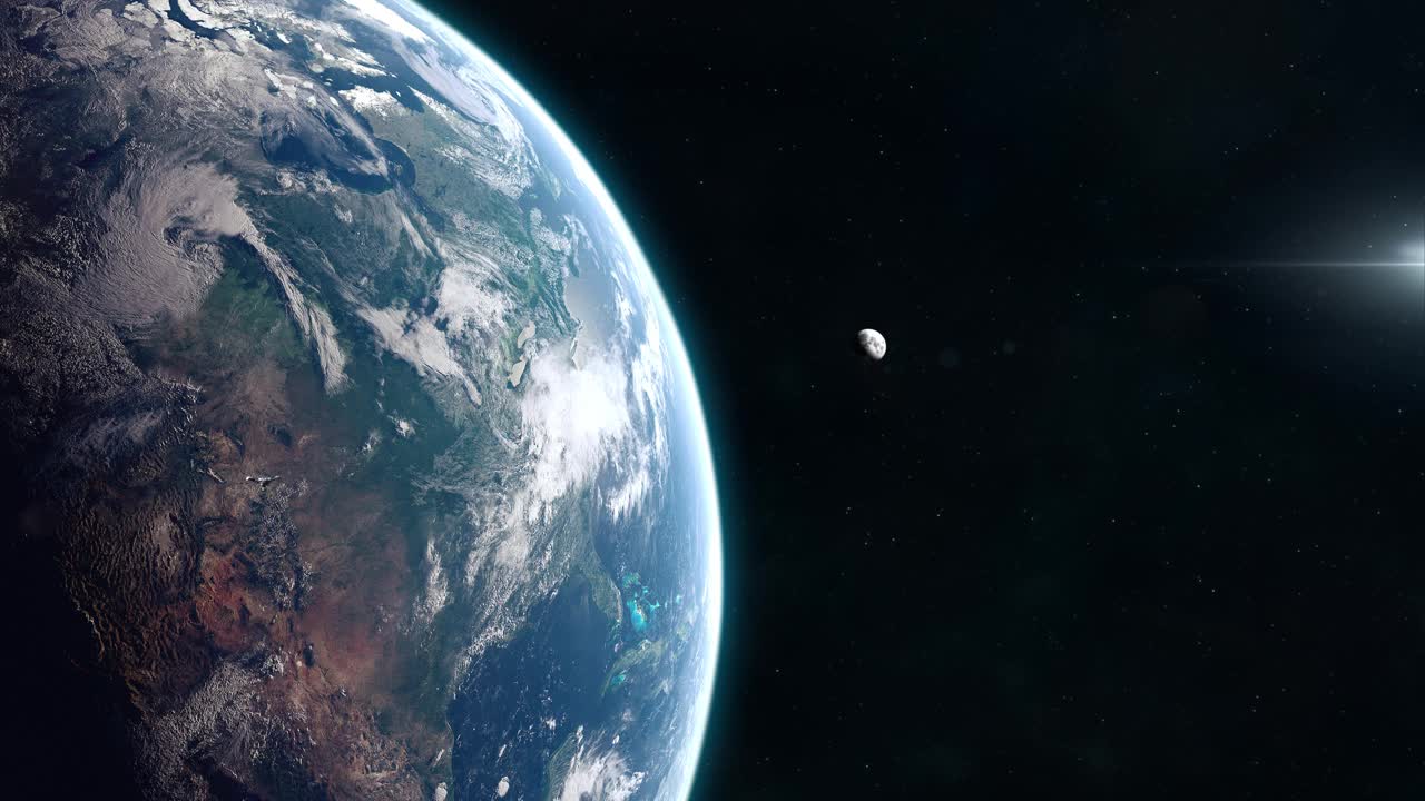 科幻战舰离开地球进入外太空视频素材
