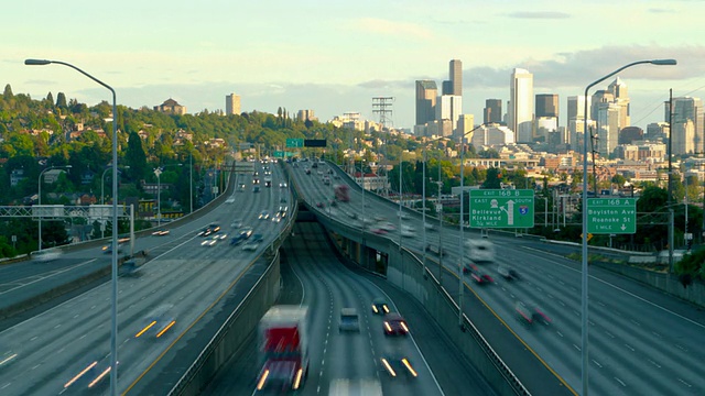 西雅图I-5交通延时视频素材
