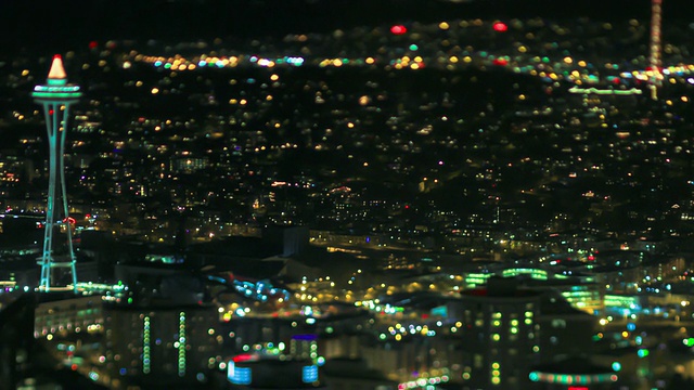 西雅图城市交通时间推移夜晚倾斜移位视频素材