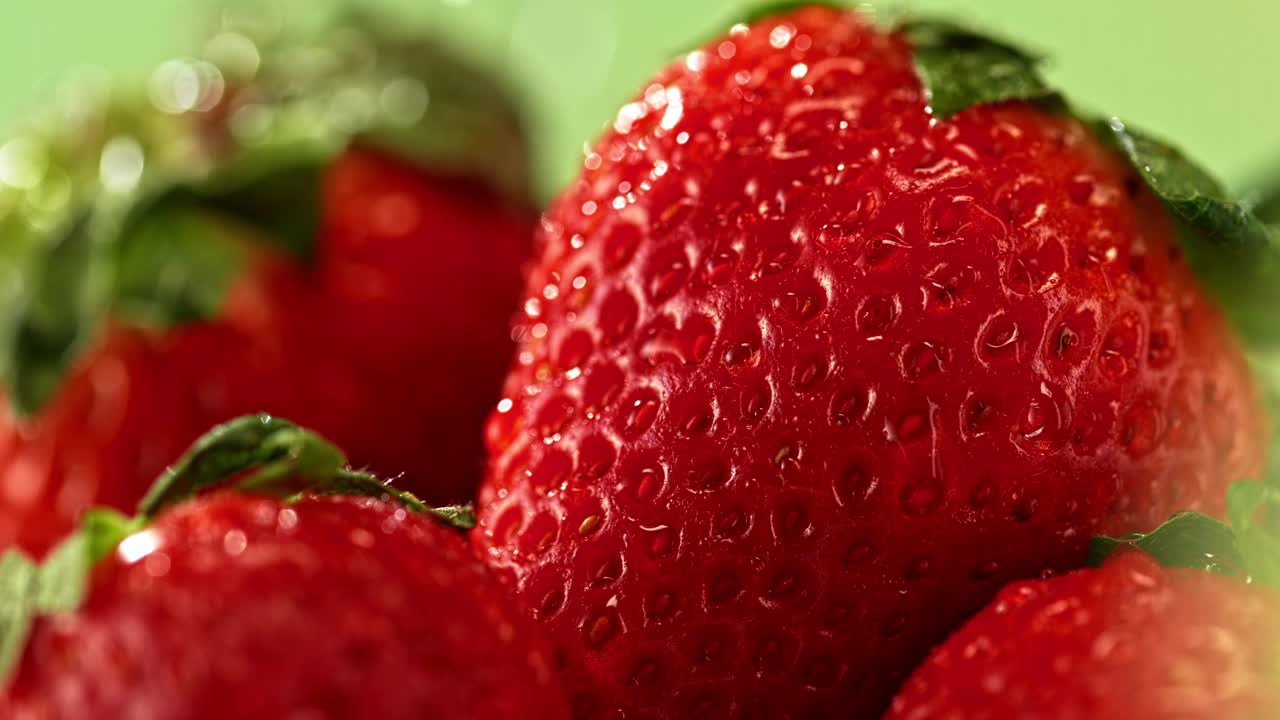 水滴在草莓上视频下载